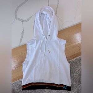 Brand New with Tags on Aviator Nation White Hoodie Cutoff Sleeve